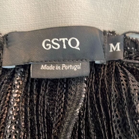 GSTQ Sun Pleated Mesh Pull-On Midi Skirt Black Semi-Sheer M - Picture 8 of 10